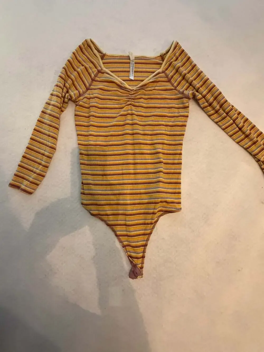 Free People Intimately Put A Stripe On It Ribbed Long Sleeve Bodysuit - Picture 1 of 3